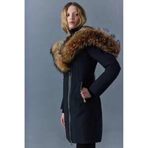 💥HOT ITEM!💥MACKAGE TRISH Down Coat w/ Asiatic Racoon & Rabbit Fur in Ink